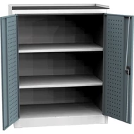 Fémszekrény, kétajtós, 118x95x60 cm, 2 polcos , szürke Fémszekrény, kétajtós, 118x95x60 cm, 2 polcos , szürke