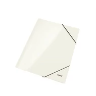 Gumis mappa, 15 mm, karton, A4, lakkfényű, LEITZ "Wow", fehér