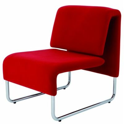 Ügyfélváró szék, fém és szövet, ALBA "Comfort", piros