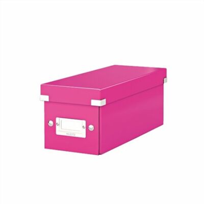 CD tároló doboz, lakkfényű, LEITZ "Click&Store", rózsaszín