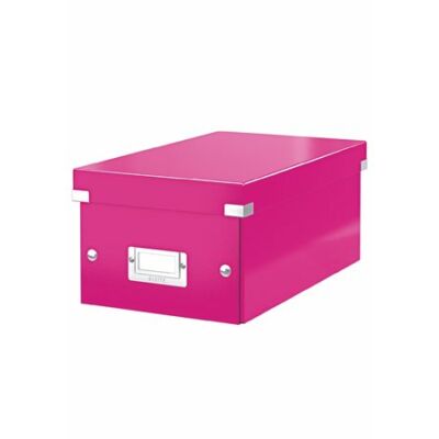 DVD tároló doboz, lakkfényű, LEITZ "Click&Store", rózsaszín