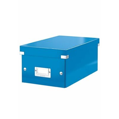 DVD tároló doboz, lakkfényű, LEITZ "Click&Store", kék