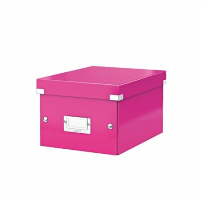 Irattároló doboz, A5, lakkfényű, LEITZ "Click&Store", rózsaszín