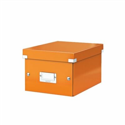 Irattároló doboz, A5, lakkfényű, LEITZ "Click&Store", narancs