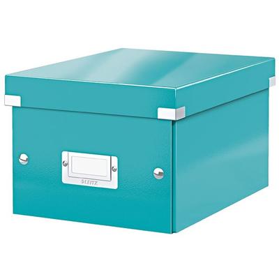 Irattároló doboz, A5, lakkfényű, LEITZ "Click&Store", jégkék
