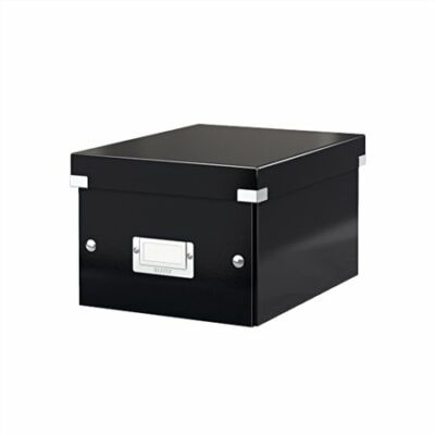 Irattároló doboz, A5, lakkfényű, LEITZ "Click&Store", fekete