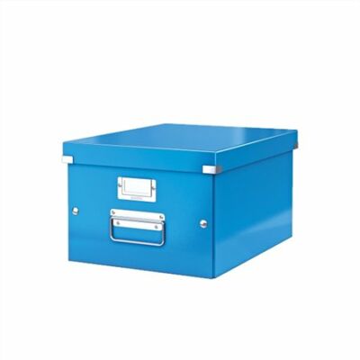 Irattároló doboz, A4, lakkfényű, LEITZ "Click&Store", kék