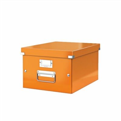 Irattároló doboz, A4, lakkfényű, LEITZ "Click&Store", narancs