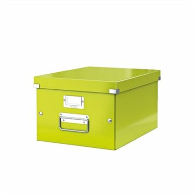 Irattároló doboz, A4, lakkfényű, LEITZ "Click&Store", zöld
