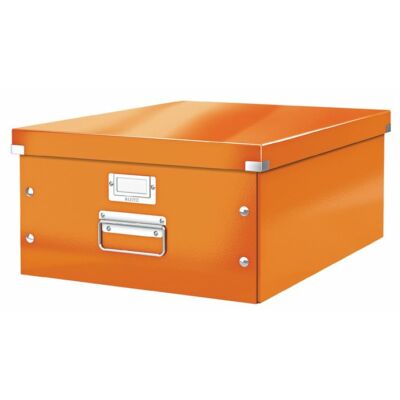 Irattároló doboz, A3, lakkfényű, LEITZ "Click&Store", narancs