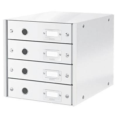 Irattároló, laminált karton, 4 fiókos, LEITZ "Click&Store", fehér