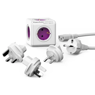 Elosztó, 5 aljzat, ALLOCACOC "PowerCube ReWirable + 3x plug +IEC EU cable DE"