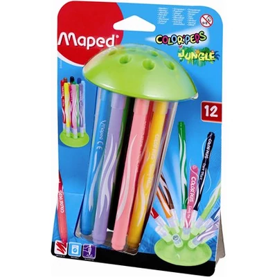 Filctoll készlet, 2,8 mm, elhagyhatatlan kupakos, MAPED "Color`Peps Jungle", 12 különböző ...