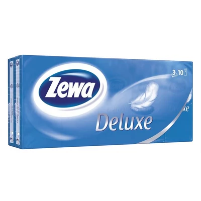 Papír zsebkendő, 3 rétegű, 10x10 db, ZEWA "Deluxe", illatmentes