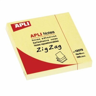 Öntapadó jegyzettömb, "Z", 75x75 mm, 100 lap, APLI, sárga