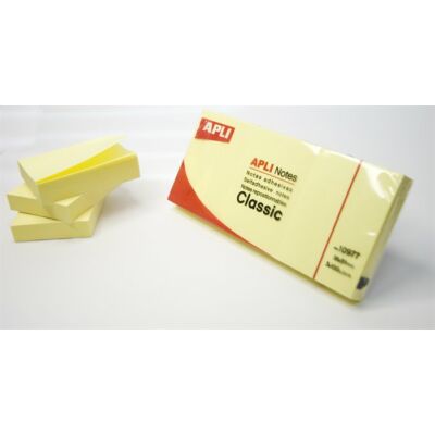 Öntapadó jegyzettömb, 40x50 mm, 3x100 lap, APLI, sárga