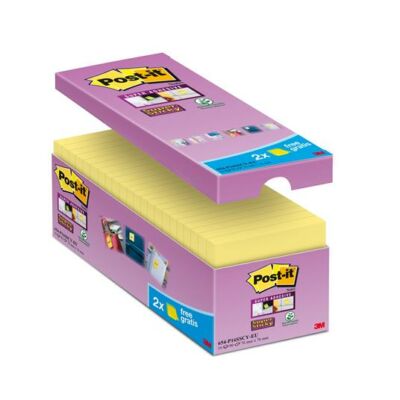 Öntapadó jegyzettömb csomag, 76x76 mm, 16x90 lap, 3M POSTIT "Super Sticky", sárga
