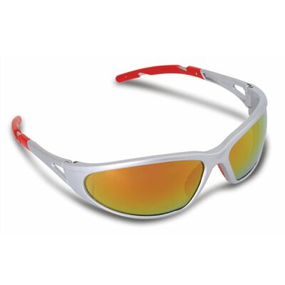 Védőszemüveg, tükrös, fényvédő lencsével, "Freelux", piros