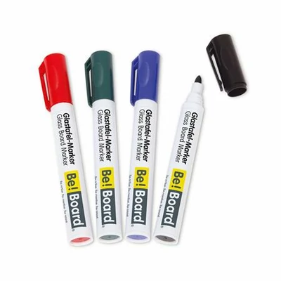 Üvegtábla marker, kúpos hegyű, 2-3 mm, 4 db, BE!BOARD, vegyes