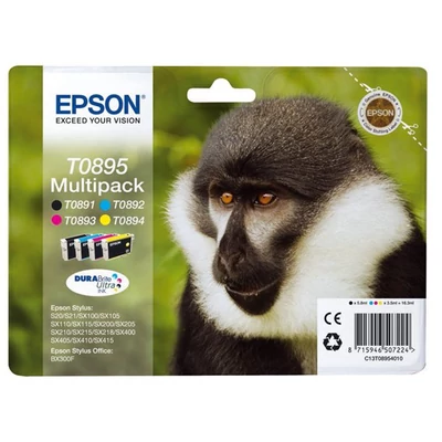 T08954010 Tintapatron multipack Stylus S20 nyomtatóhoz, EPSON b+c+m+y, 1*5,8ml, 3*3,5ml (eredeti)