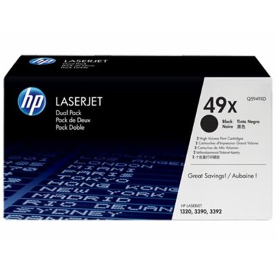 Q5949XD Lézertoner LaserJet 1320, 3390, 3392 nyomtatókhoz, HP fekete, 2*6k (eredeti)