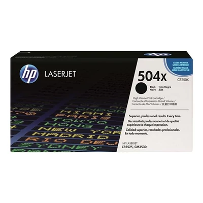 CE250XD Lézertoner ColorLaserJet CM3530, CP3525 nyomtatókhoz, HP 504X fekete, 10,5k (eredeti)